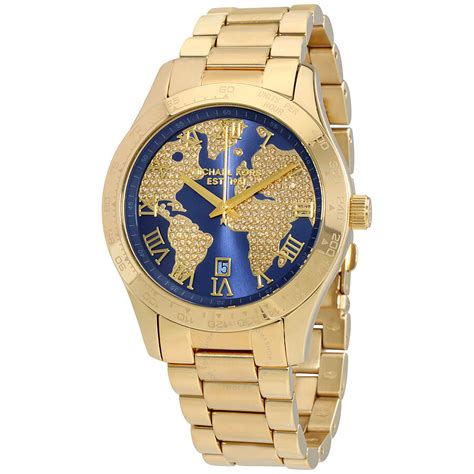 michael kors gold blue dial watch|mini dial designer watch gold.